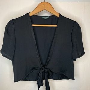 Wild Fable Silky Black Tie Crop Top